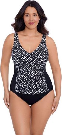 Trimshaper New Jean V-Neckline One-Piece Control Swimsuit in Funfetti at Nordstrom, Size 10