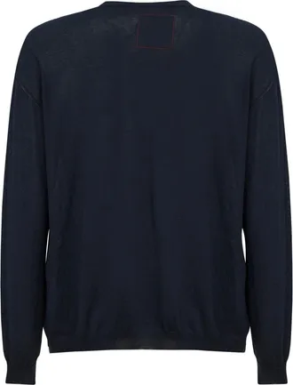 Uma Wang Mens Blue Wool And Silk Crepe Crewneck Sweater Cotton