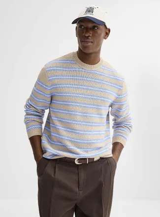 Jack & Jones Mens Striped raw-knit sweater