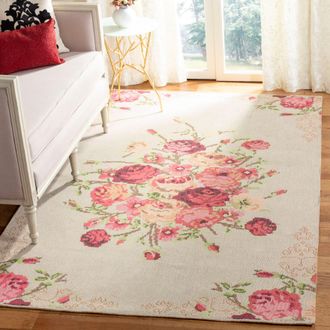 Safavieh Classic Vintage Machine Made Area Rug, Beige / Red Country Floral Style Easy Care