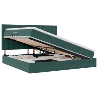 vidaXL Cama Con Almacenamiento Y Colch&oacute;n Verde Oscuro 200 X 200 Cm Vidaxl