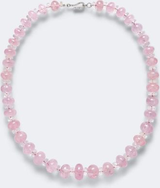 Ileana Makri 18kt white gold beaded necklace with gemstones