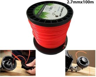 Trade Shop Trade Shop - Filo Per Decespugliatore Tondo 2,7mm Bobina 100mt Tagliaerba Cavo Matassa Rosso