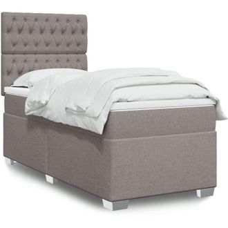 vidaXL Cama Box Spring Con Colch&oacute;n Tela Gris Taupe 80x200 Cm Vidaxl