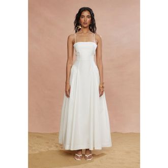 AMUR Aliza Midi Poplin Dress in Ivory at Nordstrom, Size 6