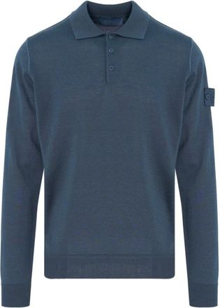 Stone Island Round-neck Knitwear, male, Blue, M, Ghost Knitted Polo
