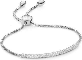 Monica Vinader Stellar Pav&eacute; Diamond Mini Bar Bracelet in Silver at Nordstrom