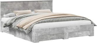 vidaXL Estructura De Cama Con Cabecera Gris Concreto 200 X 200 Cm Vidaxl