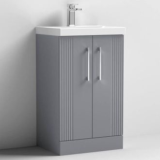 Nuie Nuie - Deco Floor Standing 2-Door Vanity Unit with Basin-4 500mm Wide - Satin Grey