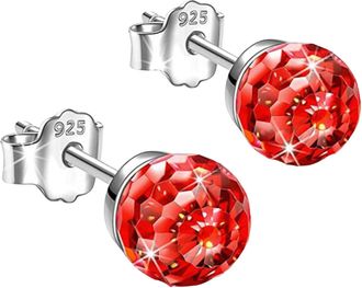 Generic Silver For Sensitive Ears Colourful Sparkling Full Stud Earrings Womens Birthday Anniversaries Jewelry Minimal Round Studs Post Earring Gemstone Big H