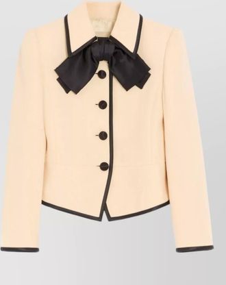 Valentino Garavani jacket bow detail contrasting trim long sleeves
