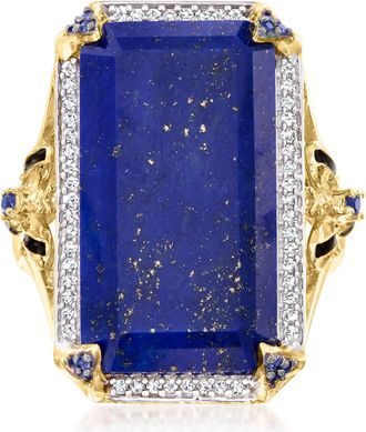 Ross-Simons Lapis, White Topaz and. Sapphire Bumblebee Ring With Black Enamel in 18kt Gold Over Sterling