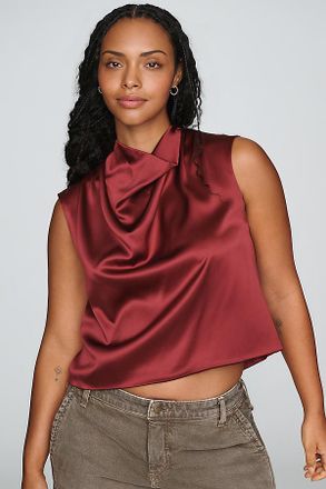 Anthropologie By Anthropologie Opal Stretch Silk Cowl Neck Top