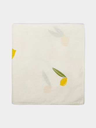 Stamperia Bertozzi Lemon Grove Block-Printed Linen Rectangular Tablecloth (108in/2.75m)