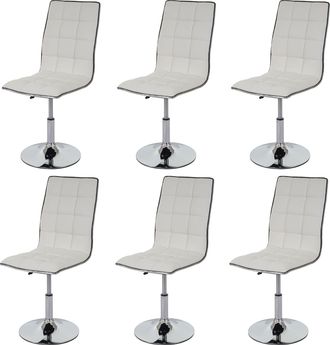 Hhg [nunca Usado] Juego De 6 Sillas De Comedor Hhg-834, Silla De Cocina, Regulable En Altura, Giratoria, Cuero Sint&eacute;tico Con Certificaci&oacute;n Mvg, Blanco