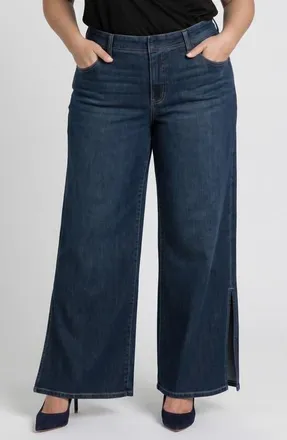 Liverpool L.A. Weekend Side Slit Wide Leg Jeans in Duskfall at Nordstrom, Size 18W