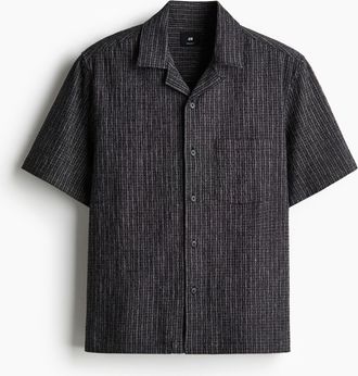 H&M Freizeithemd aus Leinenmix in Regular Fit - Schwarz
