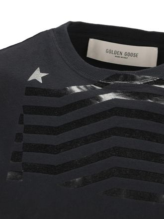 Golden Goose Distressed-Print Cotton T-Shirt - Black