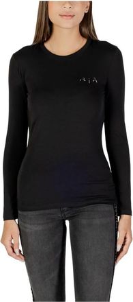 A|X Armani Exchange Rhinestone Lange Mouw Gebreide Kleding - Dames - Ronde hals truien - Zwart - S - Katoen - Truien & Vesten