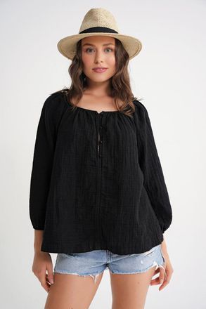 Mixray Geknoopte Mousseline Blouse