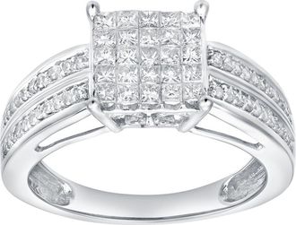 LuvMyJewelry Caerelle 0.25 Cts Natural Diamond Cluster 14K Gold Ring in 14K White Gold at Nordstrom, Size 7