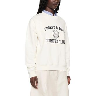 Sporty & Rich Sweatshirts, female, Beige, Size: XS Logo Crewneck Sweatshirt