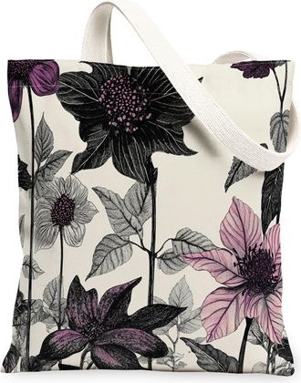 Generic Spring Coleus Flower Canvas Tote Bag for Shopping 13x15, Simple Cute Florals Plant Reusable Grocery Print Pattern Bag for Women, Botanical Beach Aesth