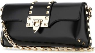 Valentino Garavani Womens Black Leather Rockstud Shoulder Bag Nero Borse A Tracolla