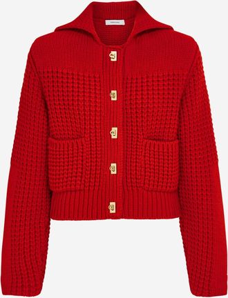 Ferragamo Womens Cardigan Wool And Cashmere Red Sweater