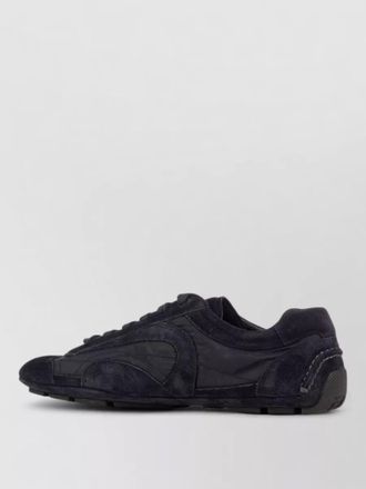 Prada lace up sneakers low top suede design