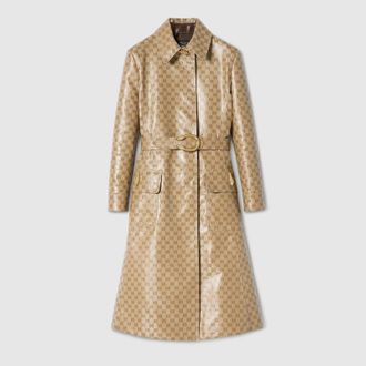 Gucci Coated GG Cotton Canvas Fabric Coat, Beige, Ready-to-wear
