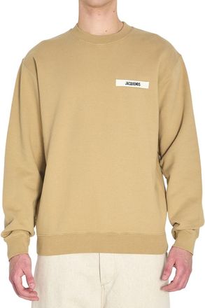 Jacquemus Beige Crewneck Sweatshirt With Relaxed Fit And Subtle Patch