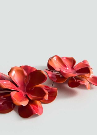 Mango Orecchini fiore rilievo arancione - Donna - Taglia unica - MANGO