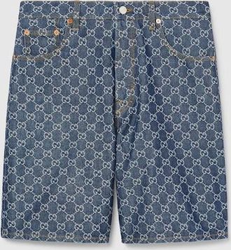 Gucci Low Waist GG Denim Jacquard Shorts, Blue, Ready-to-wear