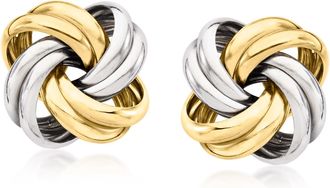 Ross-Simons Italian Sterling Silver and 18kt Gold Over Sterling Love Knot Earrings