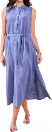 Tribal Side Slit Midi Dress In Sea Haven