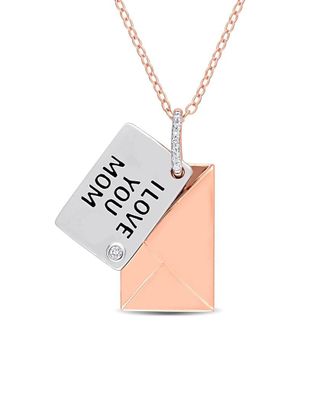 Rina Limor Rose Gold Plated 0.04 Ct. Tw. Diamond Necklace