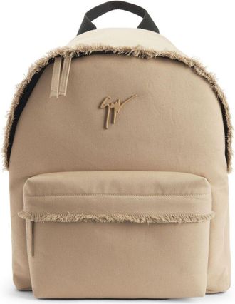 Giuseppe Zanotti Bud logo-plaque backpack - men - Cotton - One Size - Neutrals