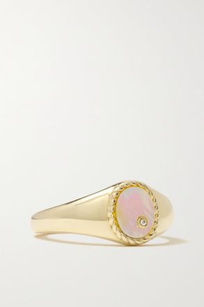 Yvonne L&eacute;on Anello In Oro 9 Carati Con Madreperla E Diamante