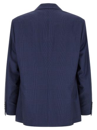 Brunello Cucinelli Prince of Wales Virgin Wool Blazer - Navy