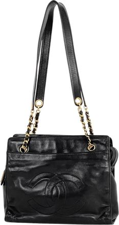 Chanel Black Leather Shoulder Bag Tote Bag (Pre-Owned)