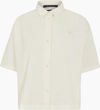 Timberland Womens Collared Neck Short Sleeve Relaxed Fit Shirt - White - Size: 12