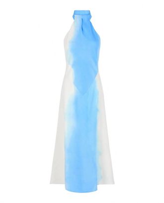 Ferragamo Womens Abstract-Print Halterneck Dress In Multi Blue / White