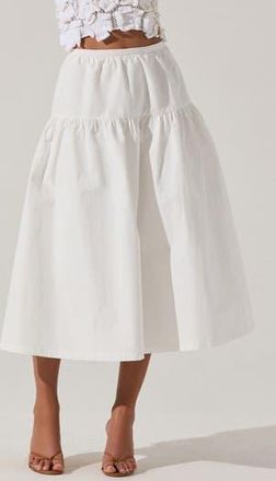 ASTR the Label Drop Waist Cotton Blend Skirt in White at Nordstrom Rack, Size Medium