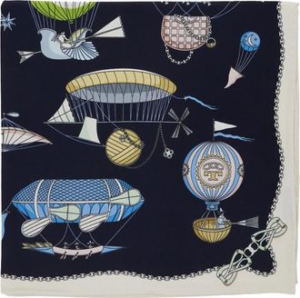 Tory Burch Sjaaltje met heteluchtballon - Dames - Zijden sjaals - Blauw - ONE Size - Accessoires