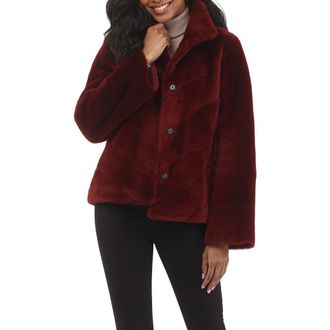 Gorski Genuine Shearling Reversible Chevron Jacket and Horizontal Bottom in Wine/wine at Nordstrom, Size X-Large
