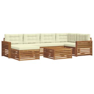 vidaXL Conjunto De Sof&aacute;s De Exterior 7 Uds. Natural Y Crema Vidaxl