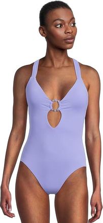 BECCA by Rebecca Virtue Marble Canyon Ariyah Ring One Piece Womens Swimsuits One Piece Bellflower : LG, Nylon/Spandex