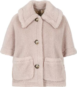 Max Mara Alpaca and Wool Teddy Cape - Dames - Jassen - Beige - S/M - Wol - Jassen