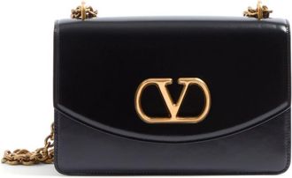 Valentino Garavani Black Vain leather shoulder bag